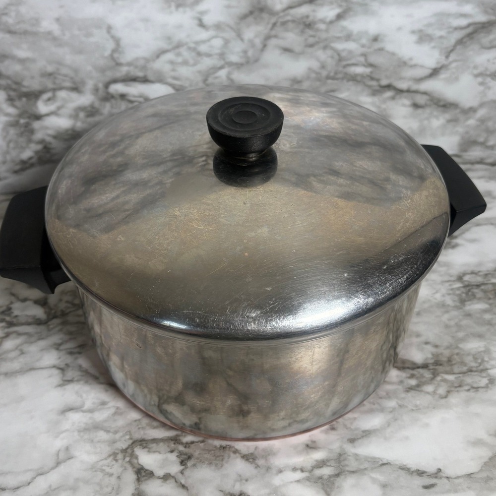 Revere Ware Stainless Steel Copper Bottom Stock Pot with Lid 4.5 Quart 9 Inch
